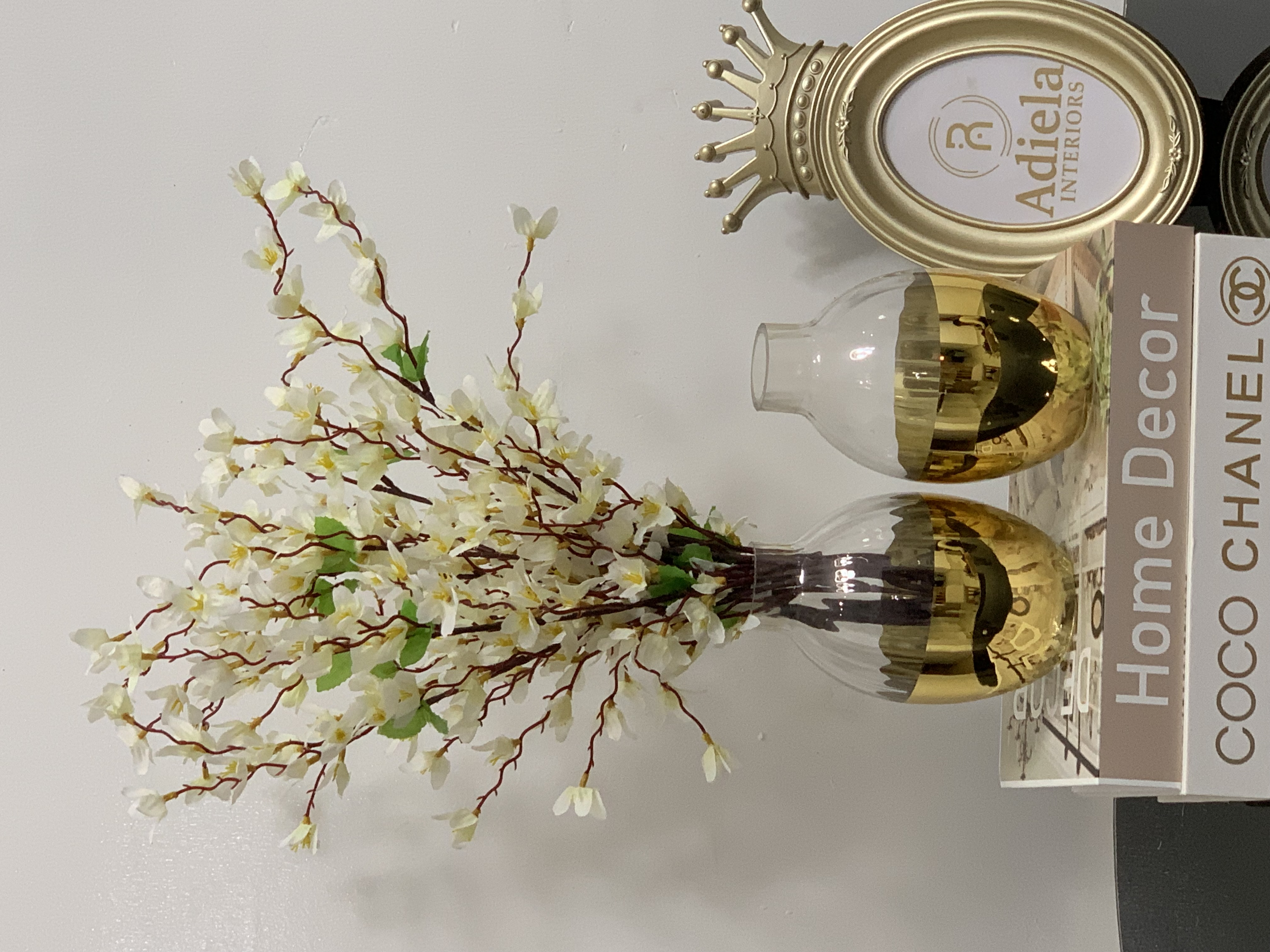 5.5” CLEAR & GOLD VASE + BLOOM FLOWER Image