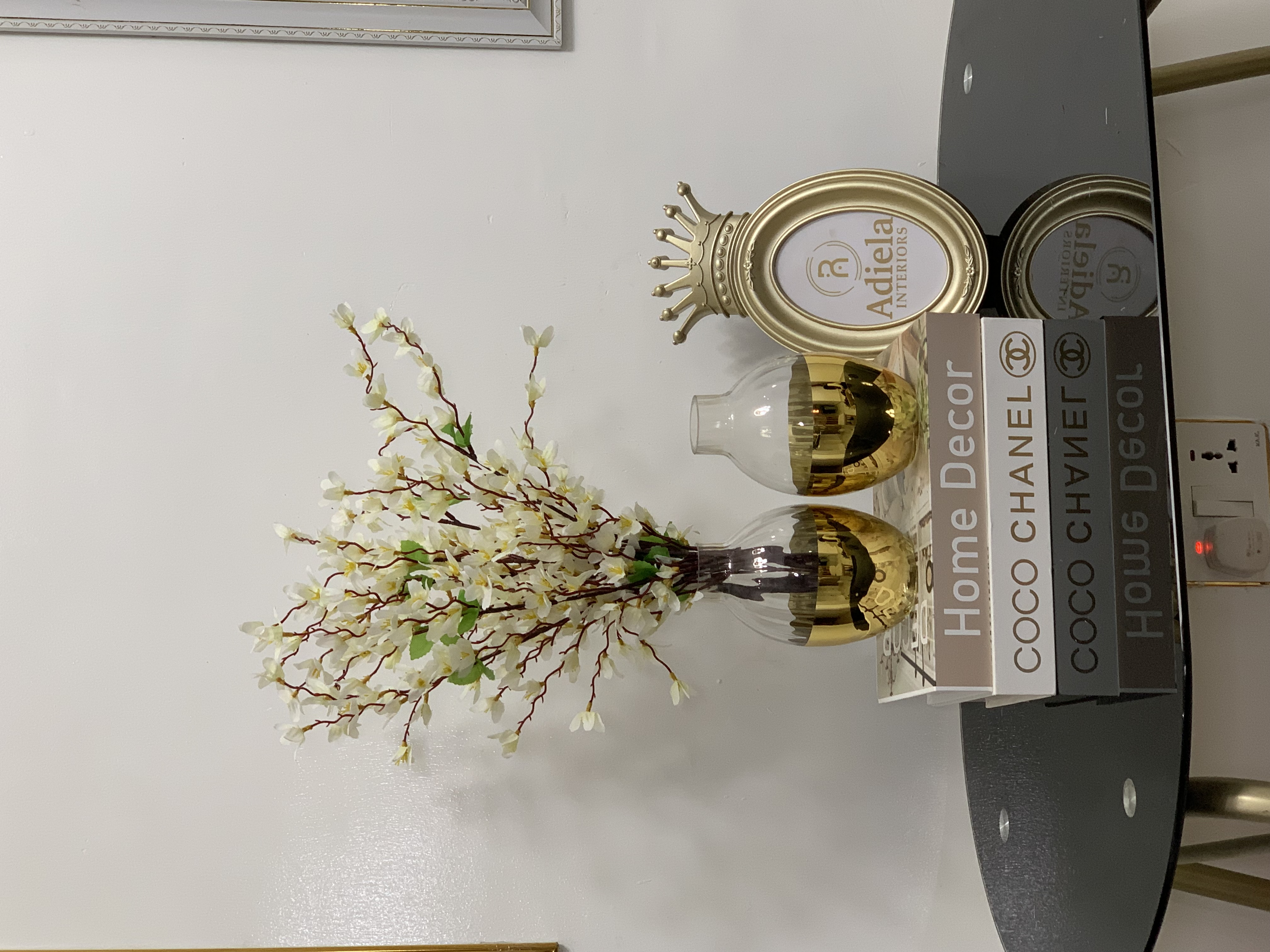 5.5” CLEAR & GOLD VASE + BLOOM FLOWER Image