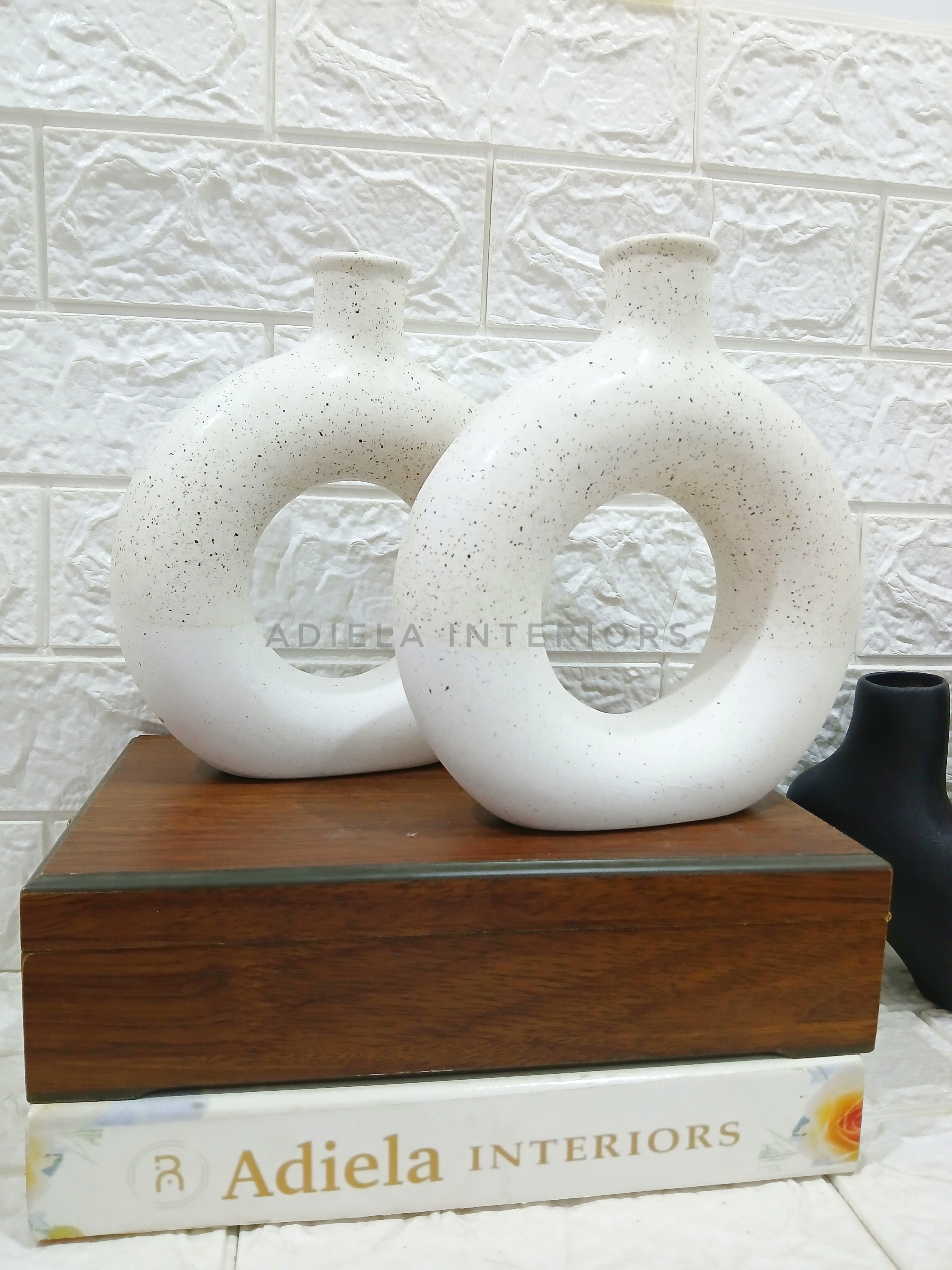 2 Tone Ceramic Donut Vase image