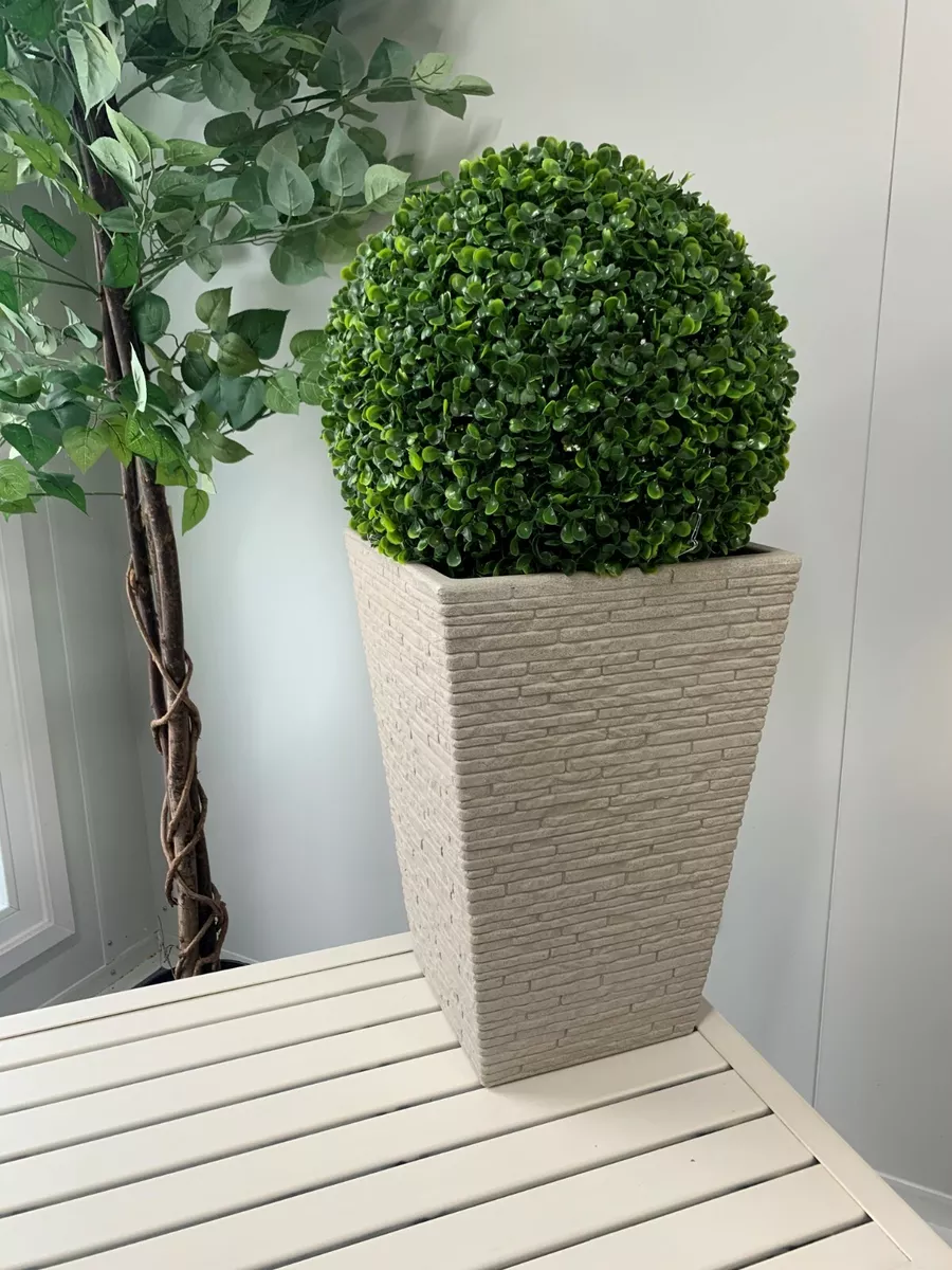 45cm Tall Plastic Slate Effect Garden Patio Planter Image