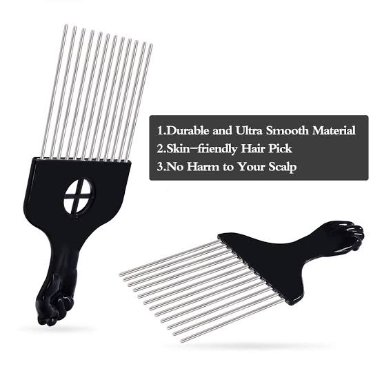 Afro fist Hair Pick, Hair Comb, Metal Pick Comb image