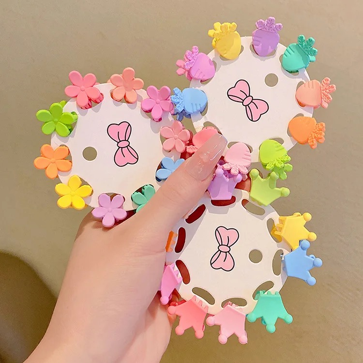 Children mini hair claw clips with hair tie