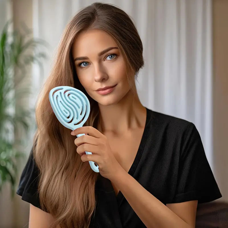 Hollow out detangling and scalp massage brush for all hair types image