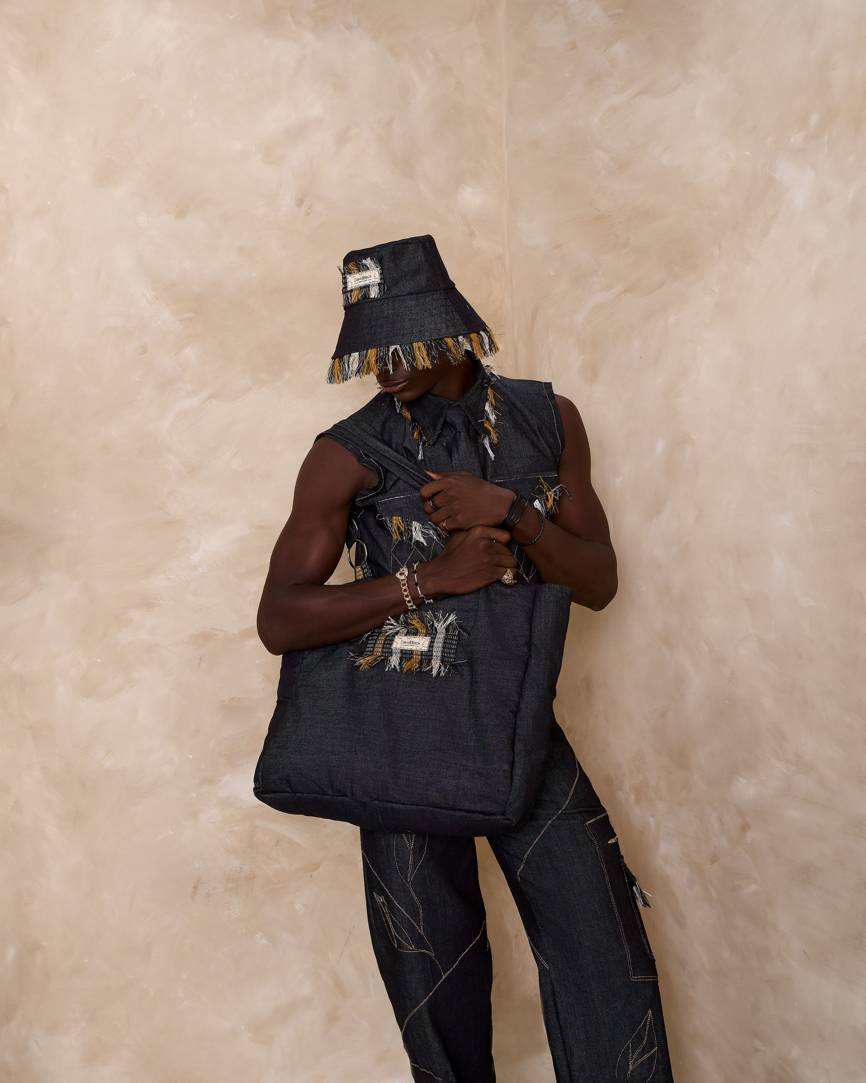 Denim Fringe Bucket hat image