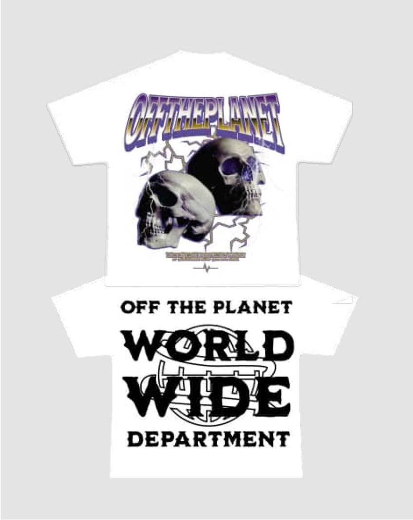 OFF THE PLANET SKULL SHIRT WHITE image