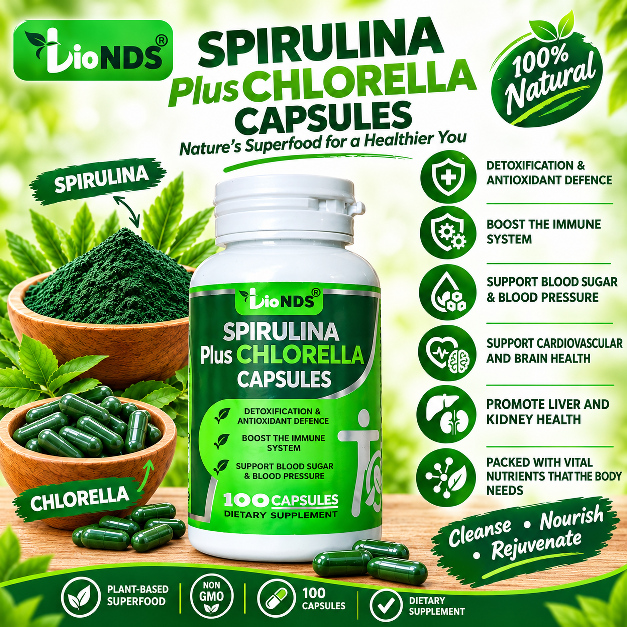 Spirulina & Chlorella Capsules Image
