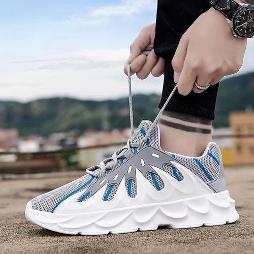 Men Running Shoes Fashion Sneakers Lace Up - white second image