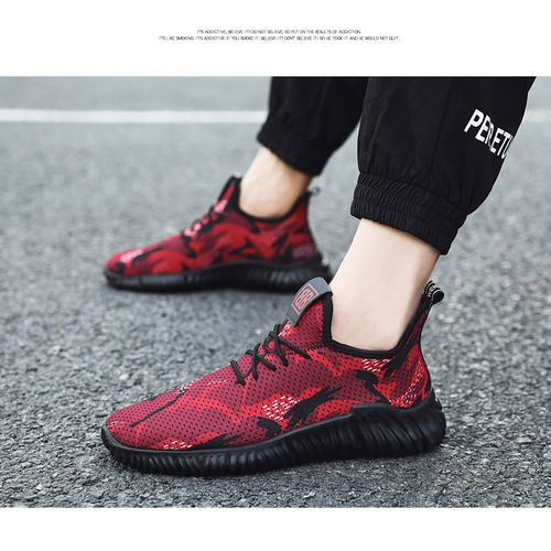 Men Fashion Breathable Sport Running Shoes-H192-Red Image