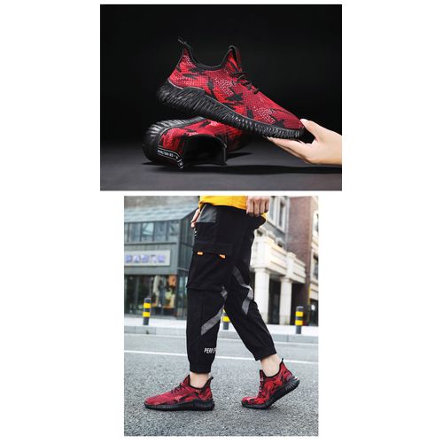 Men Fashion Breathable Sport Running Shoes-H192-Red Image