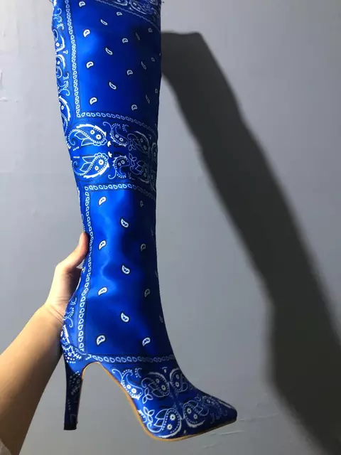 High Heel Fancy Soft Bandana Over Knee High Boots Image