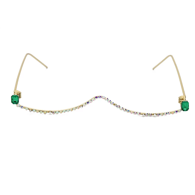 Luxury Diamond Half Frame Lensless glasses Image