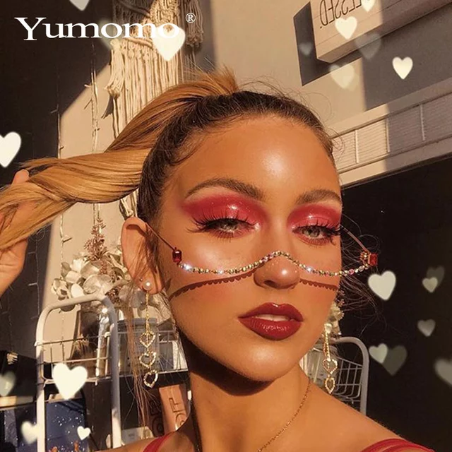 Luxury Diamond Half Frame Lensless glasses image