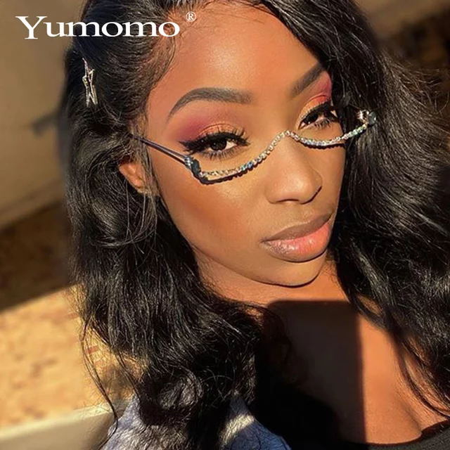 Luxury Diamond Half Frame Lensless glasses Image