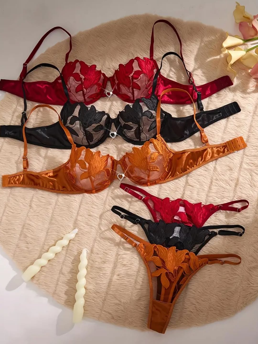 Floral Lace Bra & Pant Set image