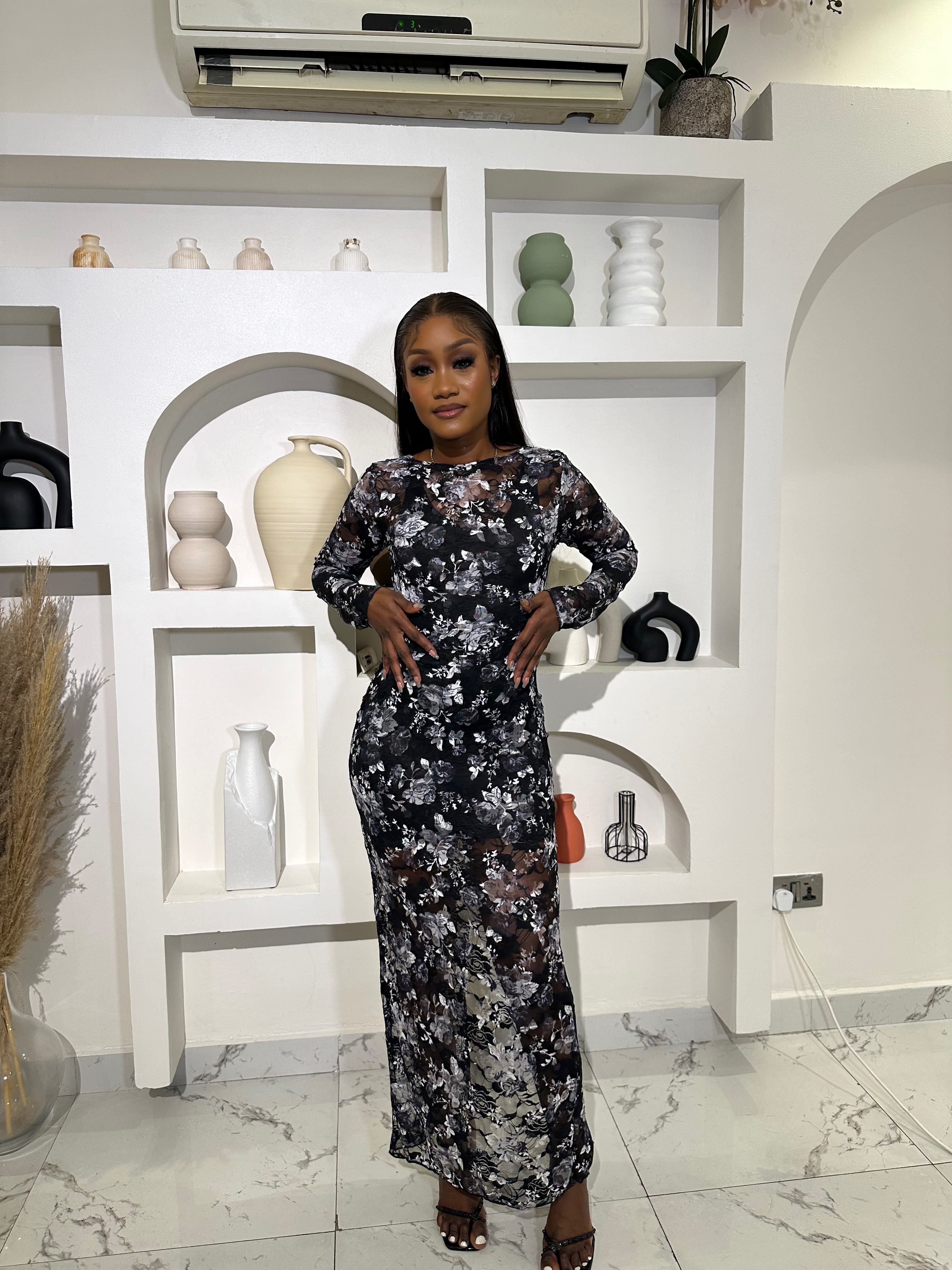 Daisy mesh dress long image