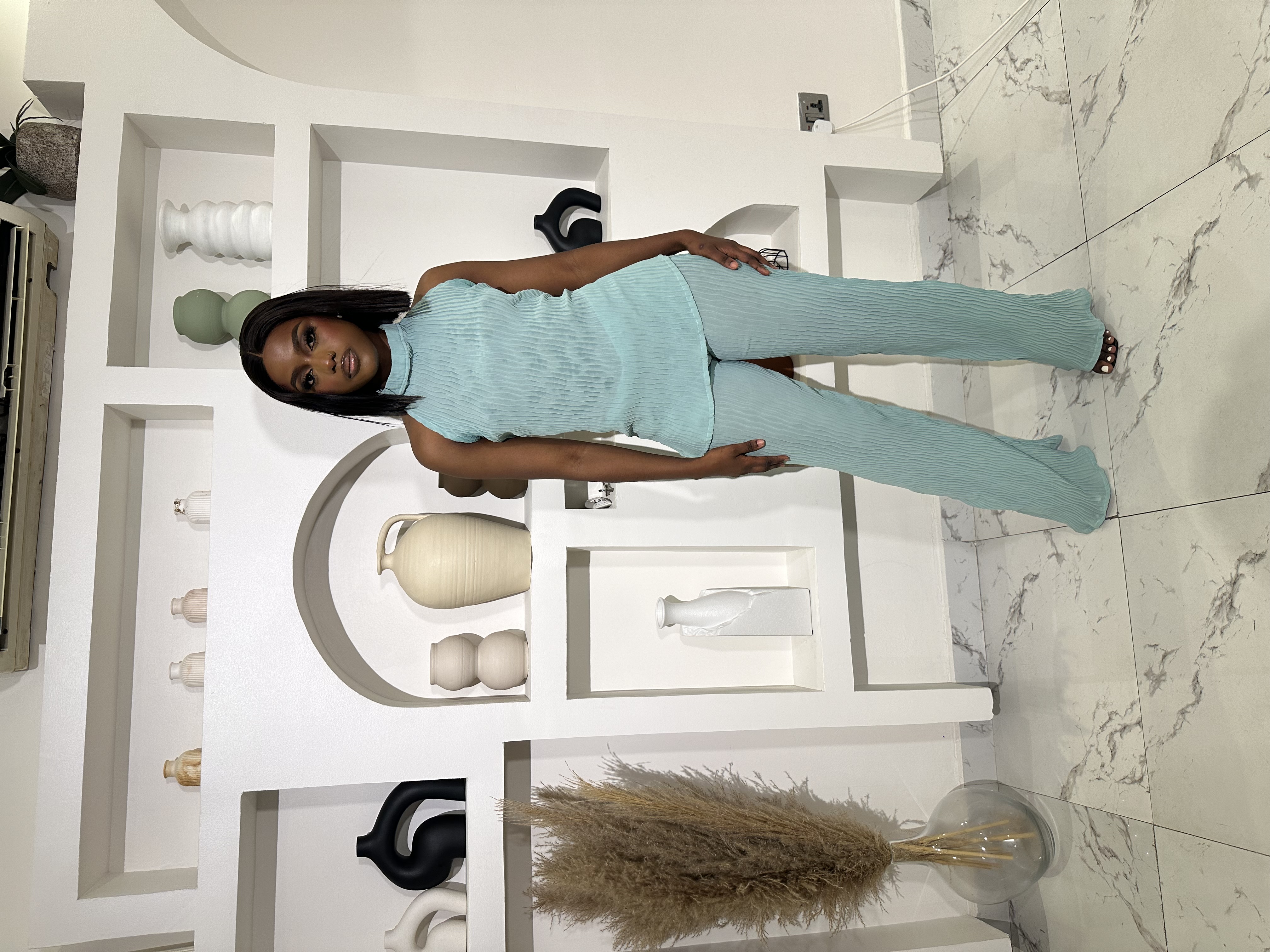 Pleat pant set image