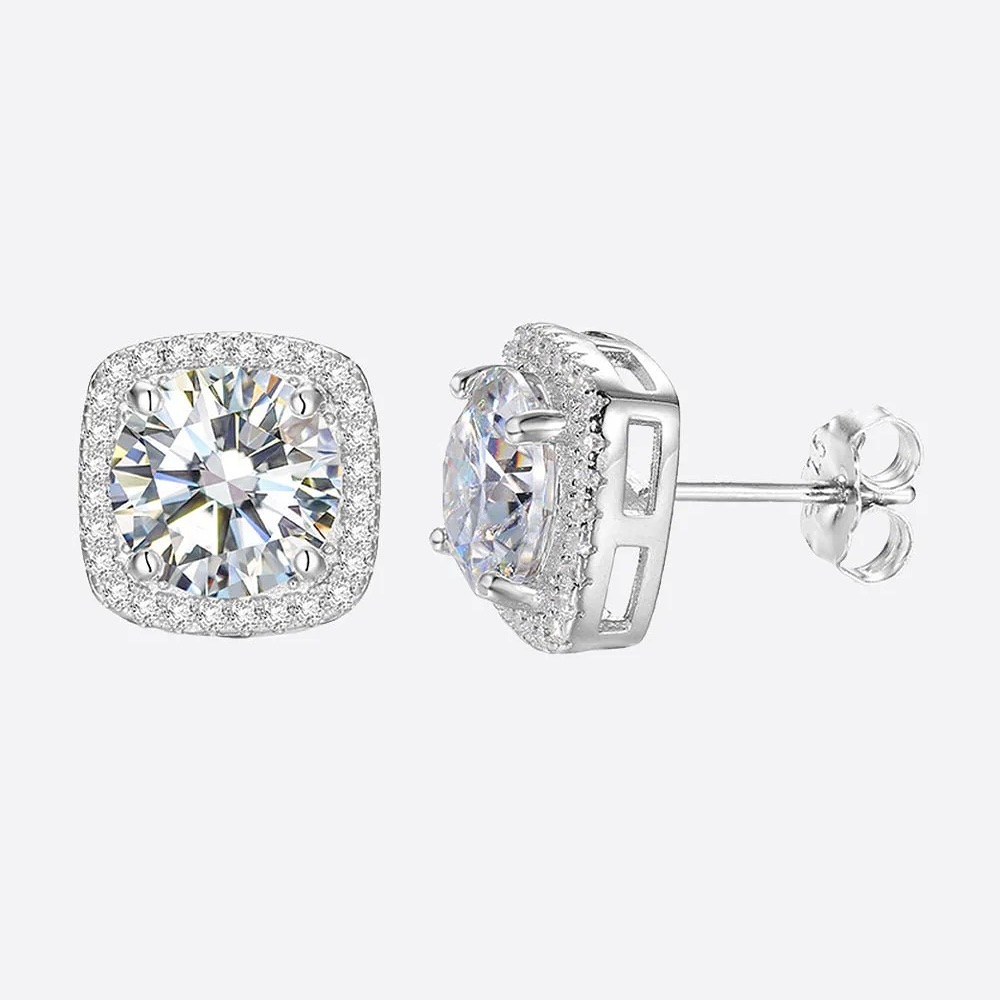 MOISSANITE SQUARED HALO STUDS image