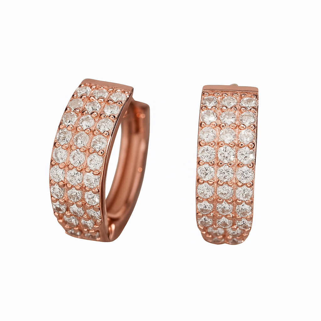 MOISSANITE TRINITY HOOP EARRINGS - ROSE GOLD image