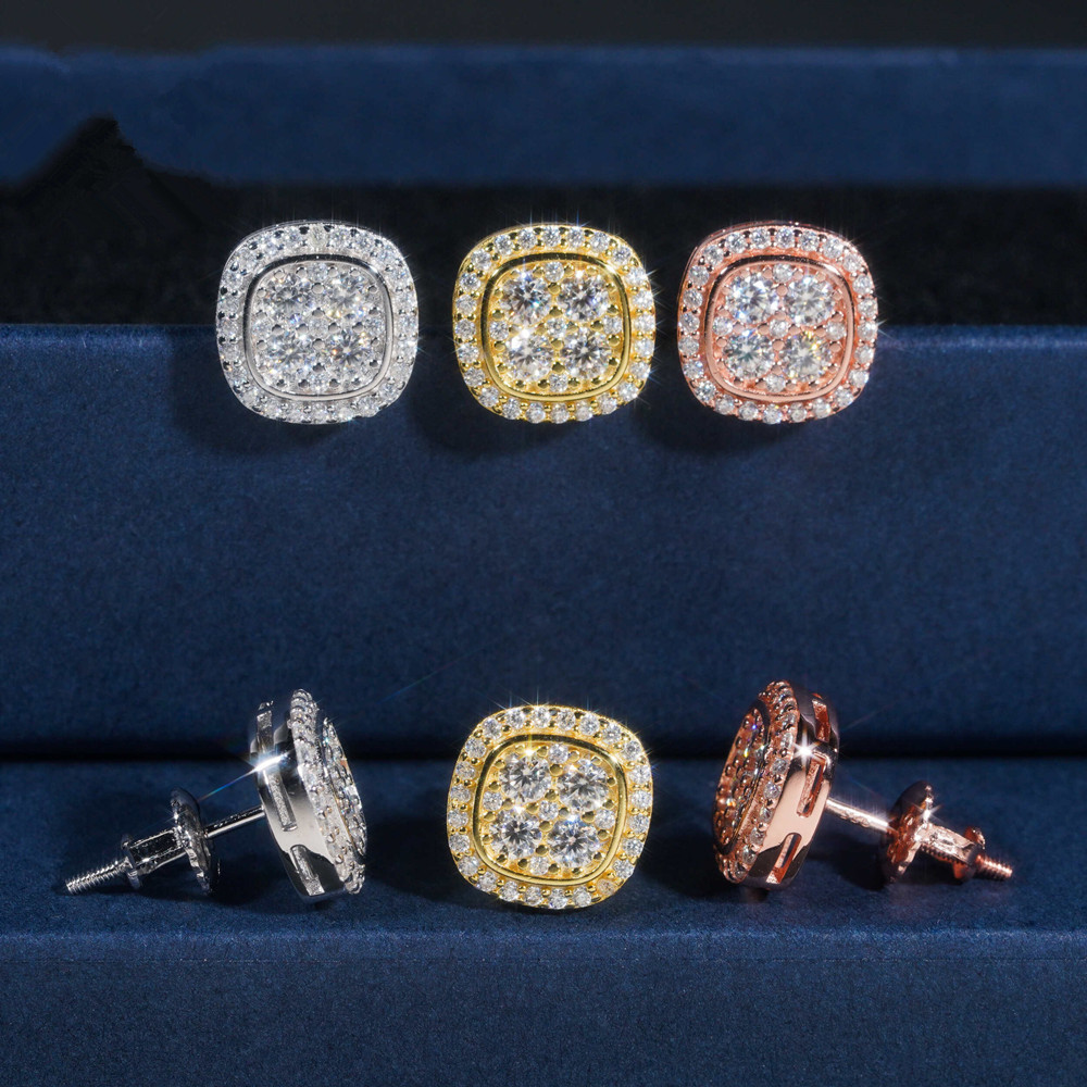 MOISSANITE CUSHION CUT PAVE STUDS - ROSE GOLD image