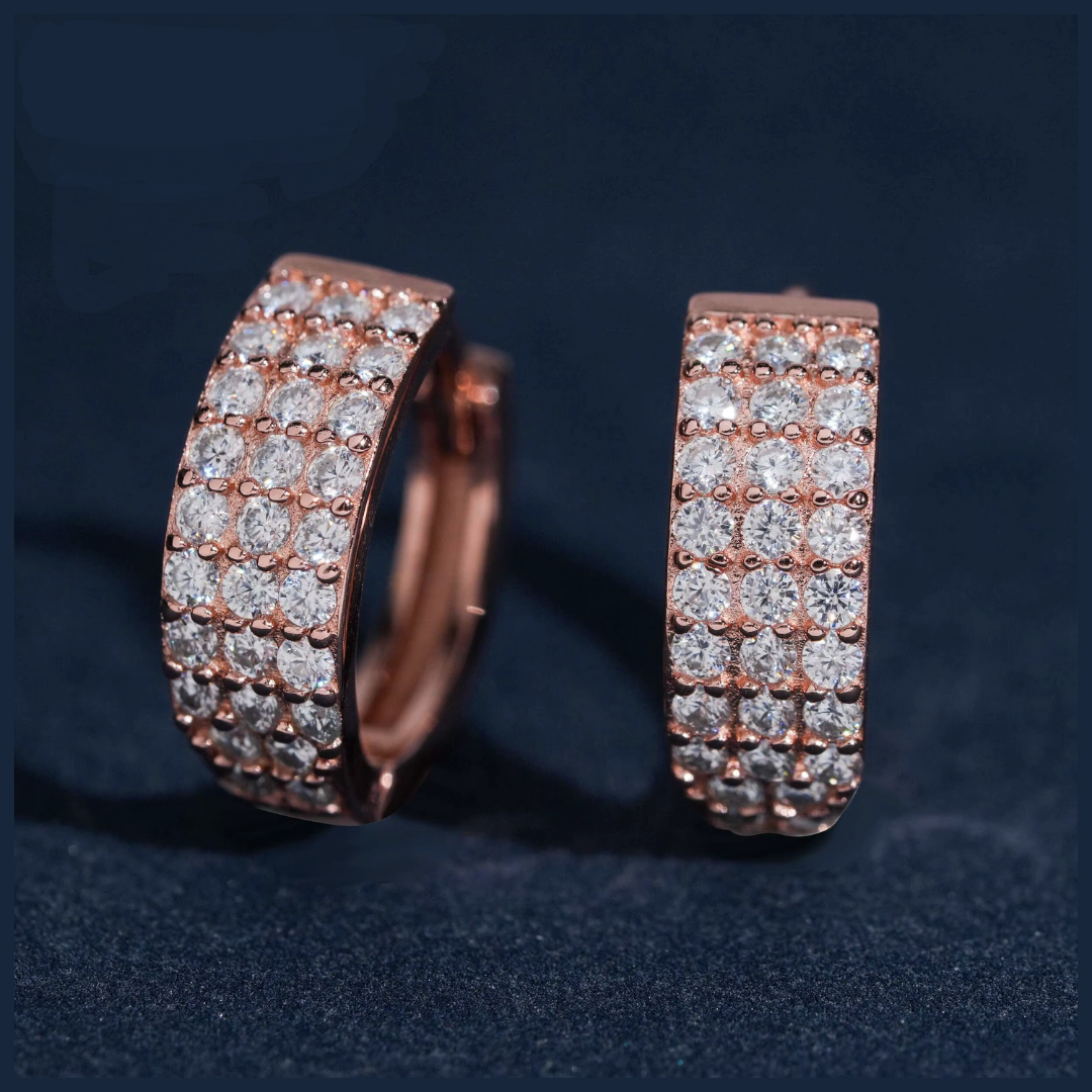 MOISSANITE TRINITY HOOP EARRINGS - ROSE GOLD image