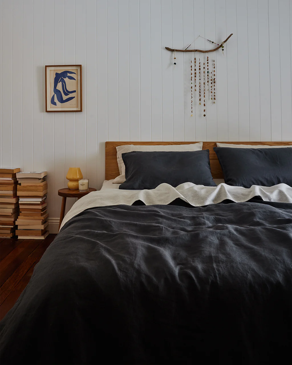 Whipped Cream x Charcoal — 6 piece Egyptian Cotton Percale Duvet Cover Set image