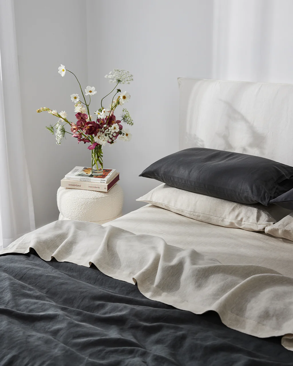 Roxanne X Charcoal— 6 piece Egyptian Cotton Percale Duvet Cover Set image
