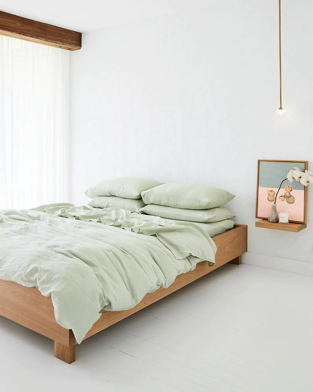 Mint Roxanne Cotton Percale Duvet Cover Set image