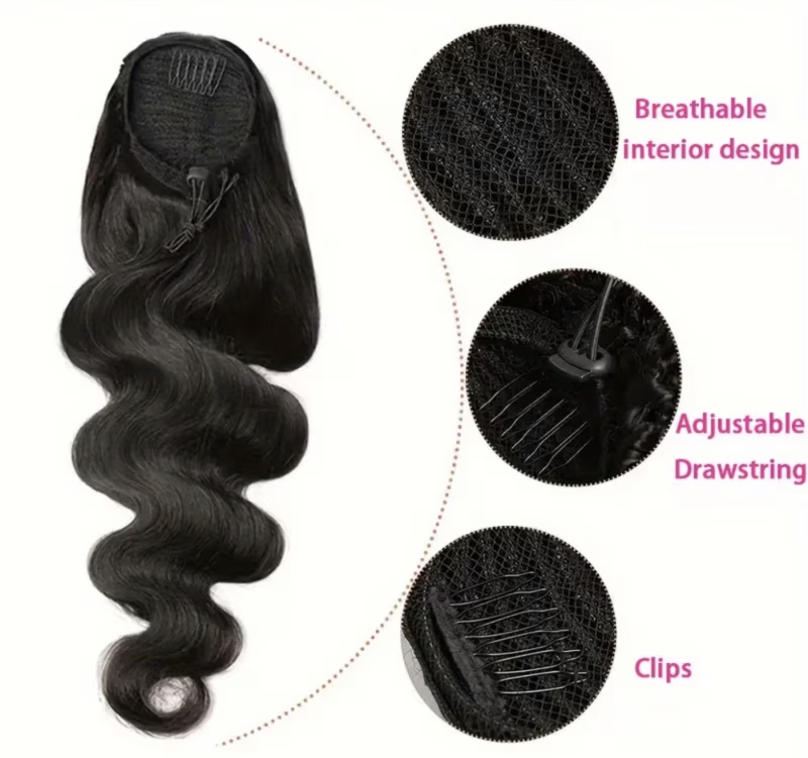 Body wave easy ponytail clip “24 image