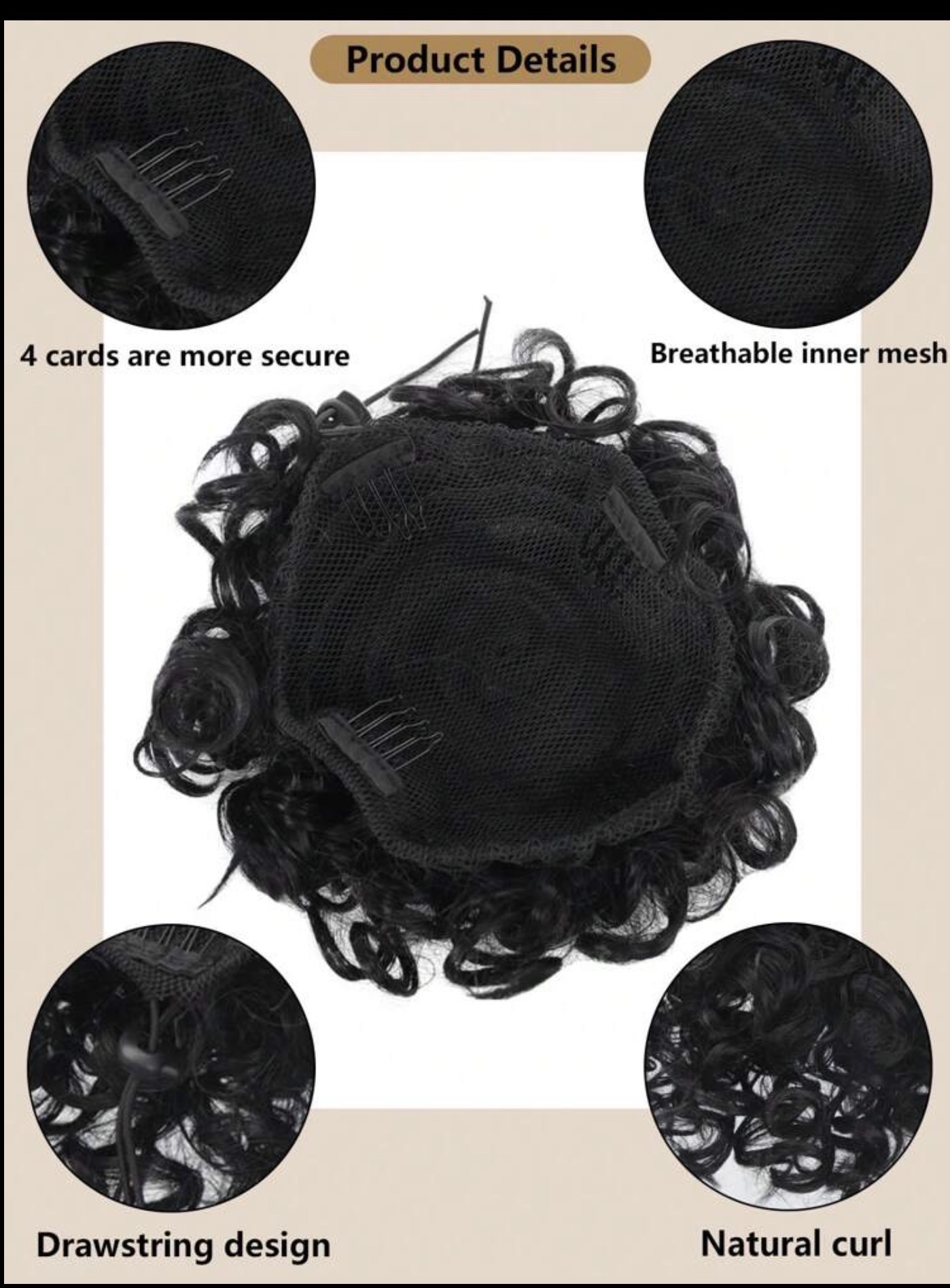 Messy bun drawstring | Jerry curl image