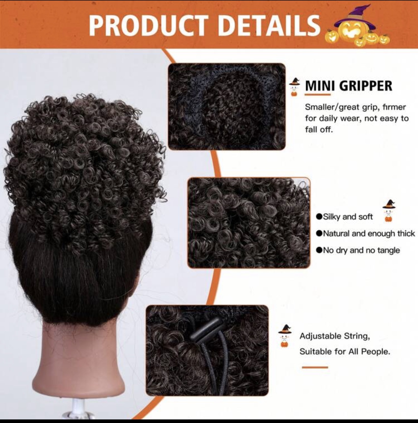 Messy bun drawstring | Jerry curl image