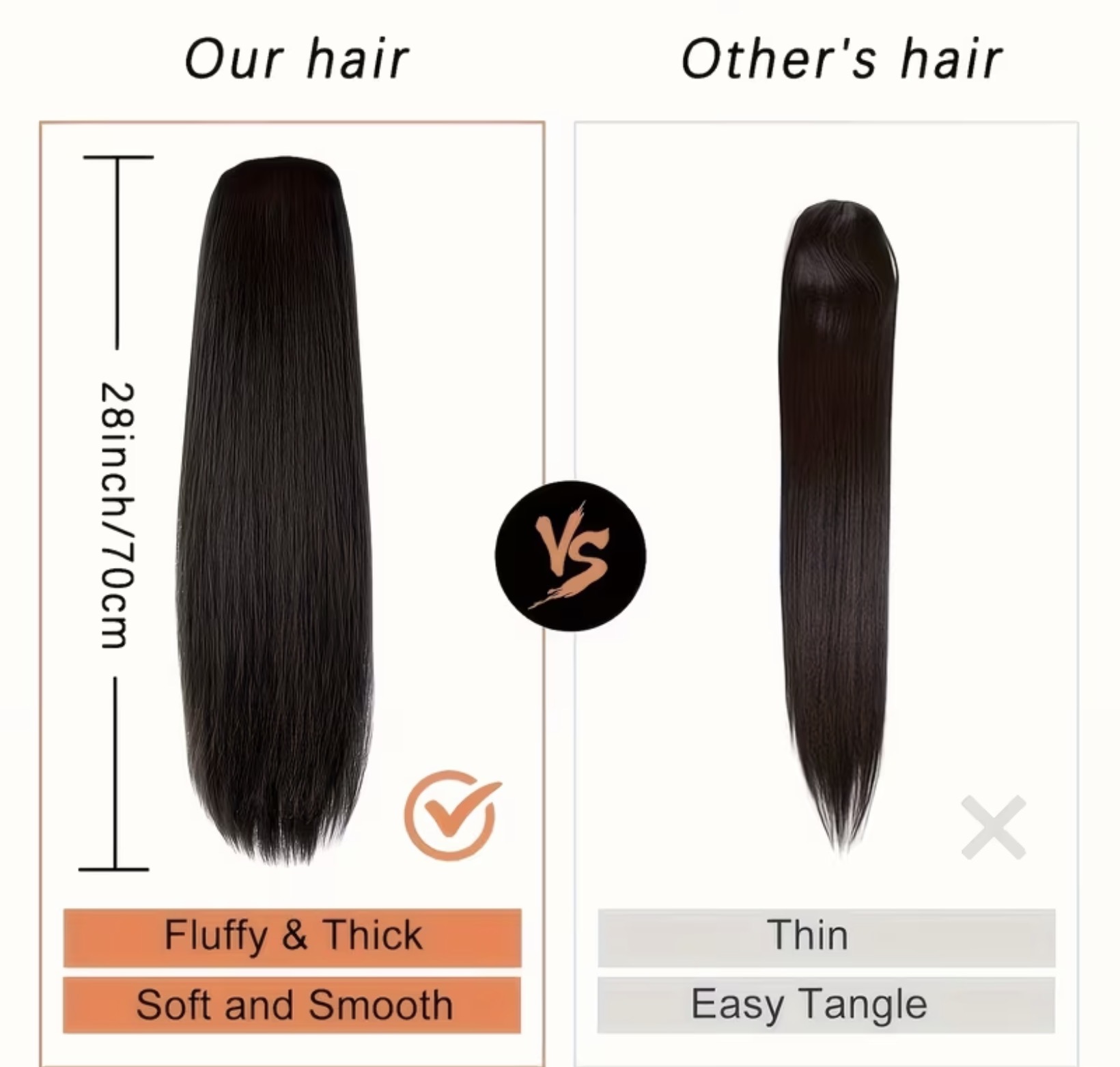 Silky straight easy clip ponytail clip “30 image