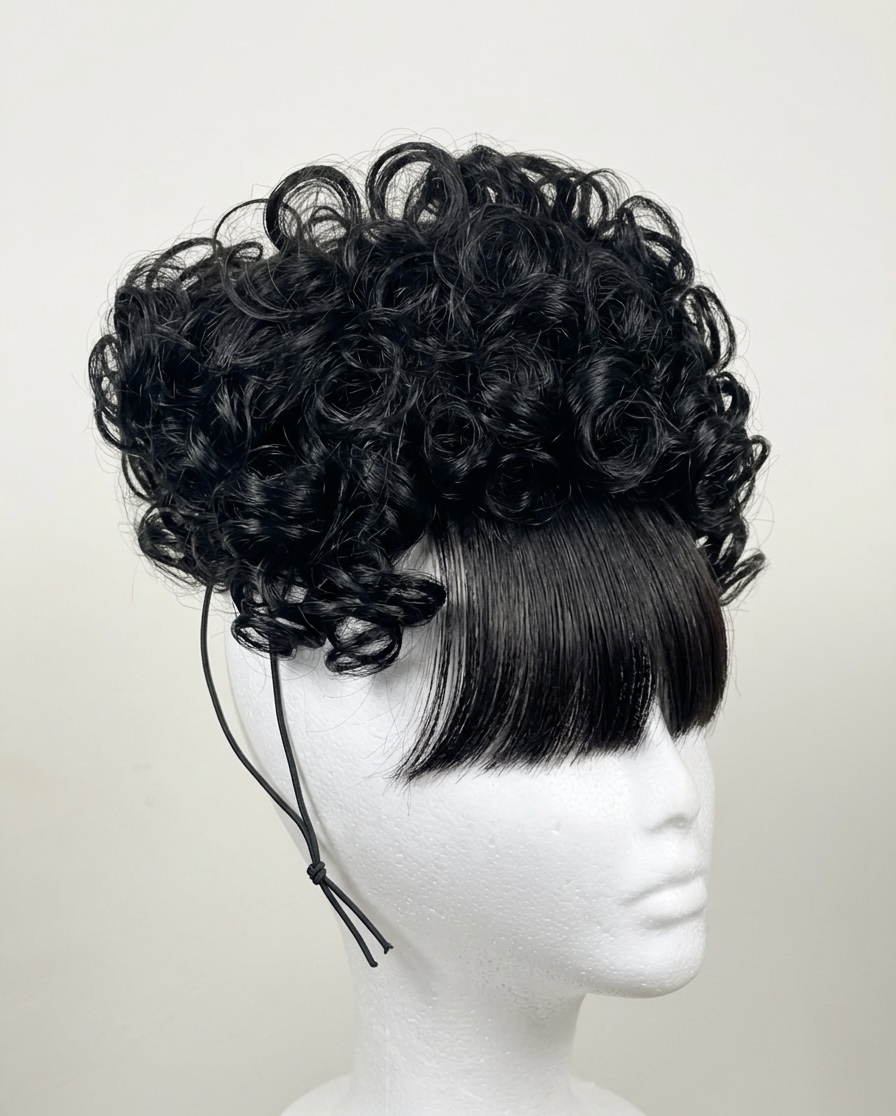 French curl bounce claw clip messy bun + full fringe bang bang combo image