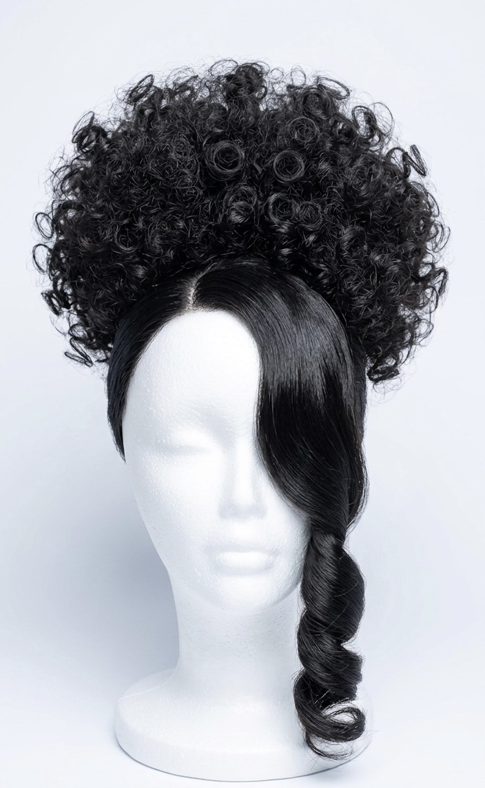 Curl bounce bun claw clip messy bun + French curl bounce side bang combo image