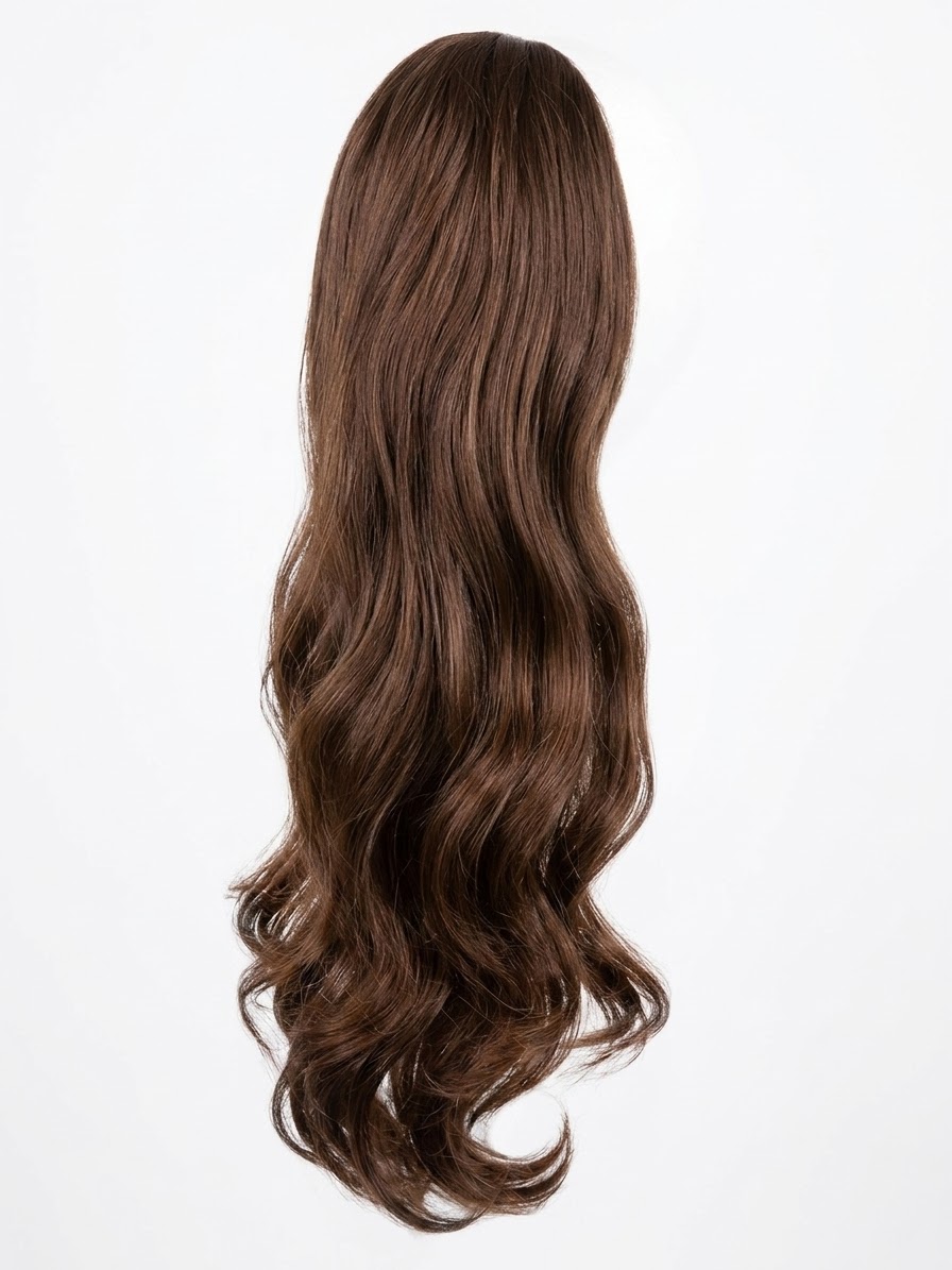 “24=Brown highlight raw replica bouncy wavy ponytail clip image