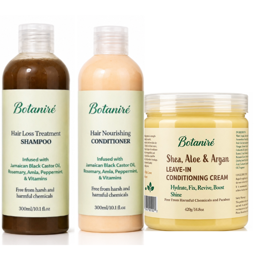 Botaniré Wash Day & Moisture Bundle: Shampoo, Rinse-Out Conditioner & Shea Leave-In Cream image