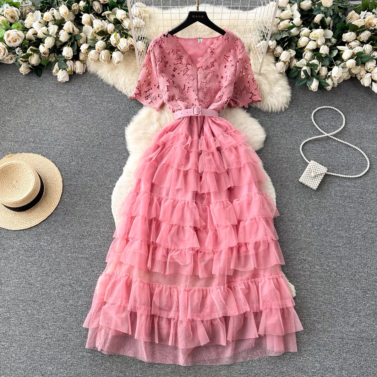 Romantic nights tulle lace dress EVD40 image