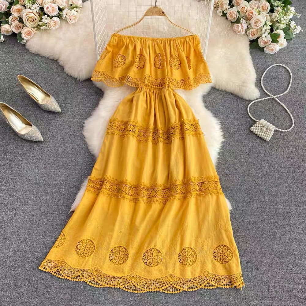 Lace droplets off shoulder dress CD117 image