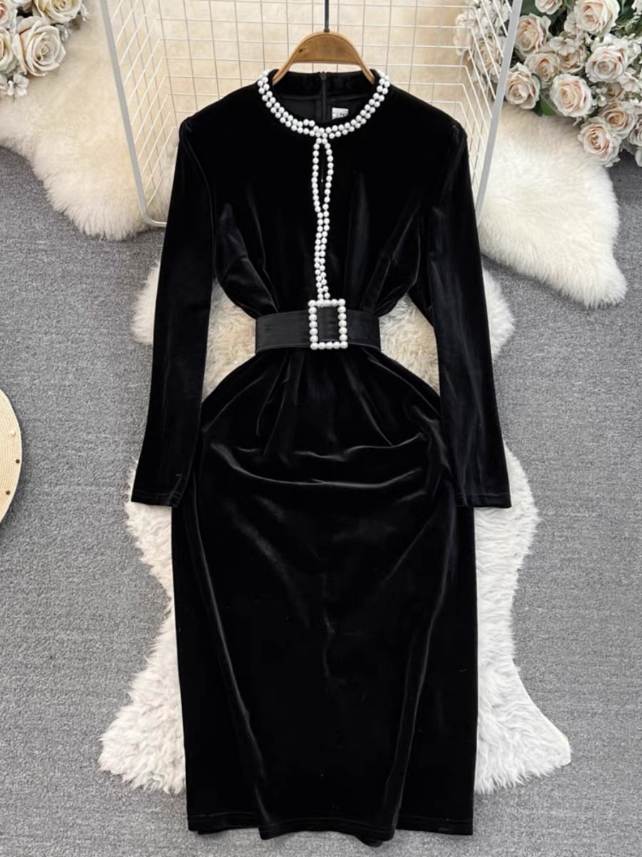 On a business trip beaded velvet dress & belt FBC100 image