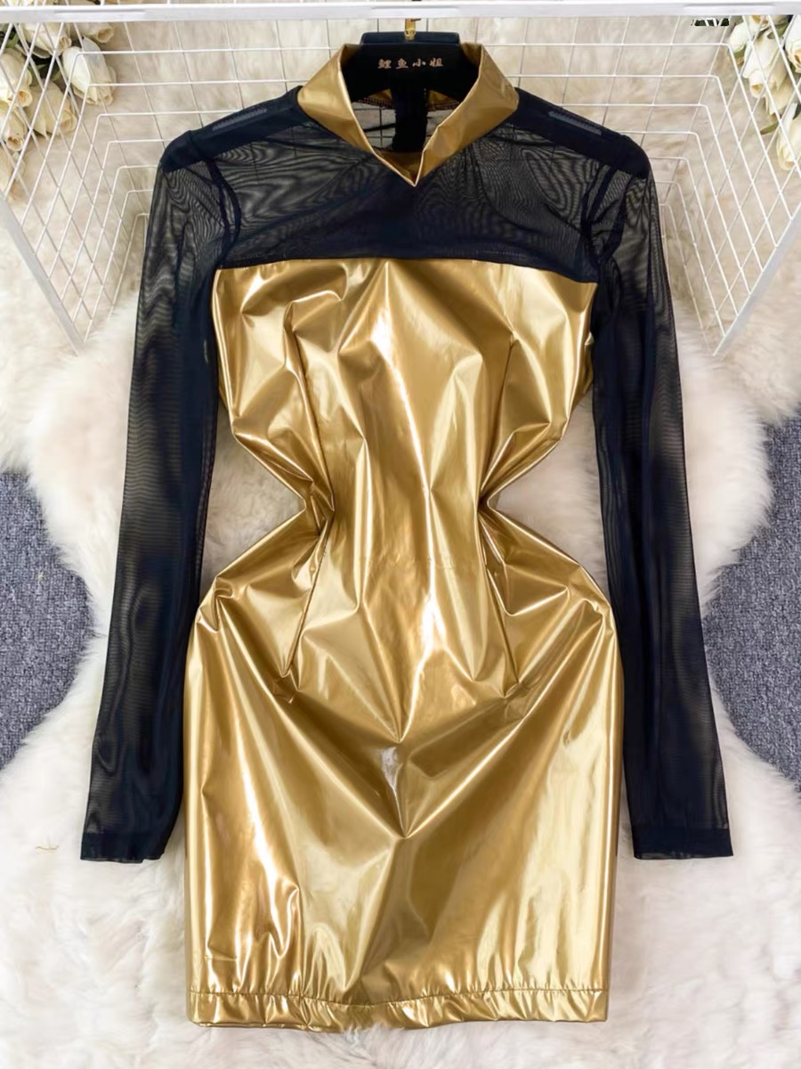Manifest higher metallic leather gown CBC174 image