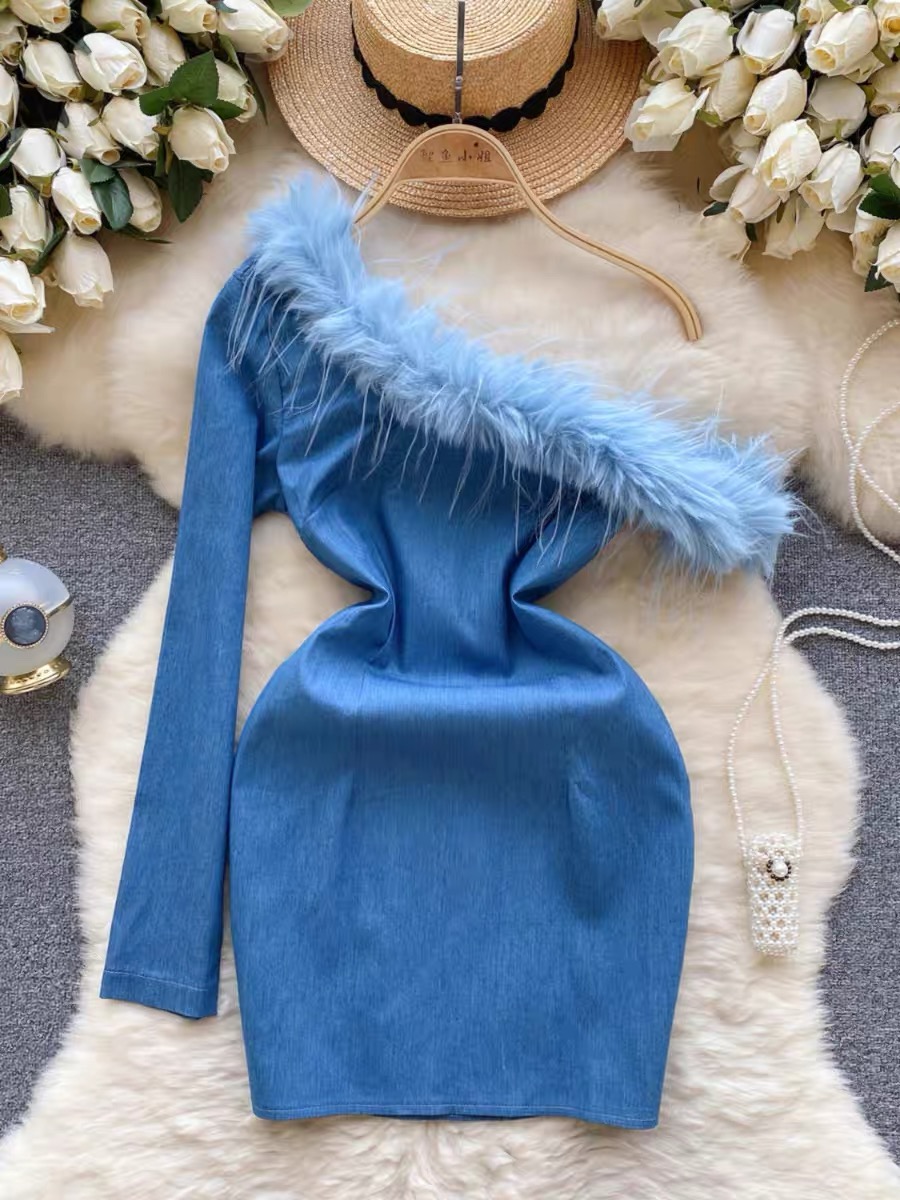 Like what you see Mimi denim fur dress DBC10