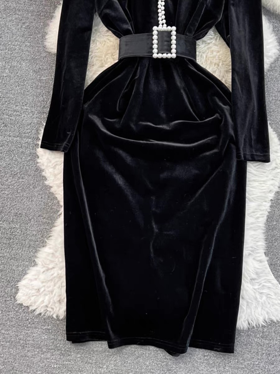 On a business trip beaded velvet dress & belt  FBC100 image