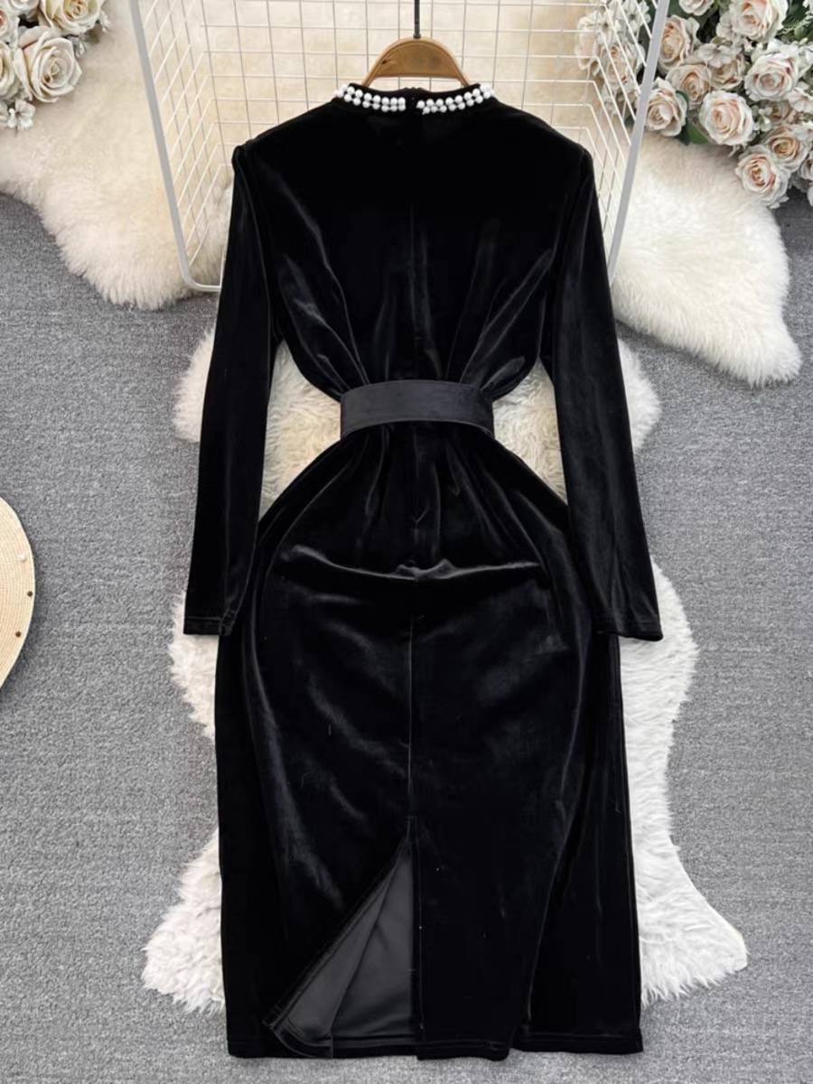 On a business trip beaded velvet dress & belt FBC100 image
