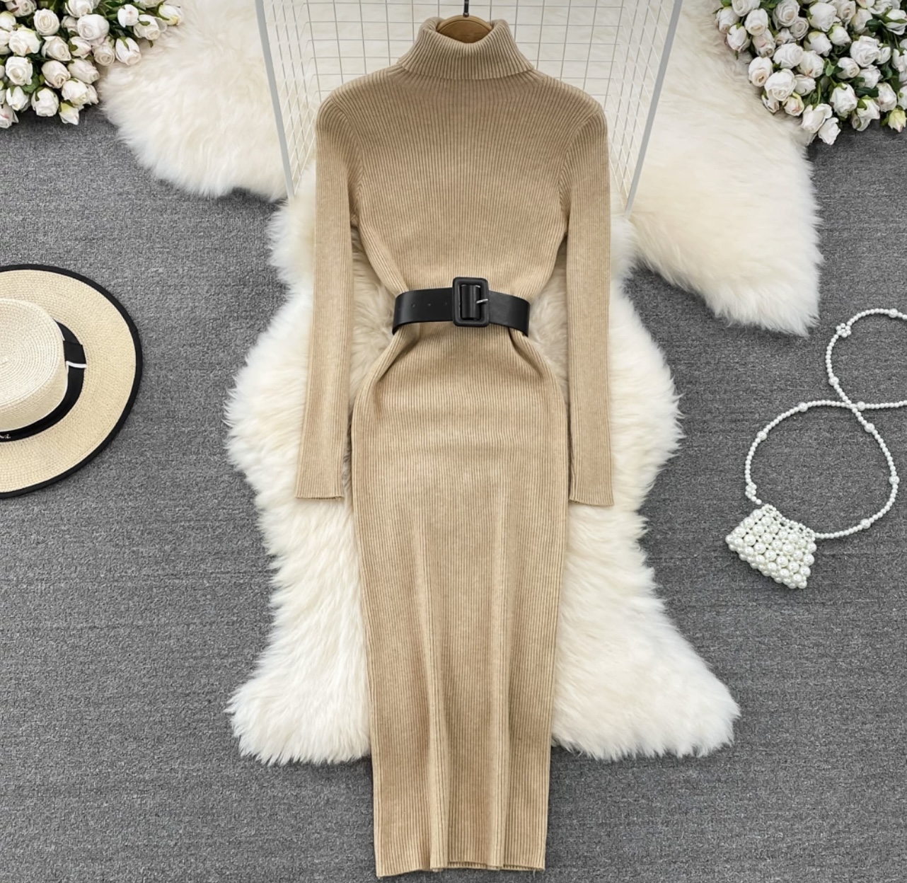 Late nights sweater gown & belt KBC29 image