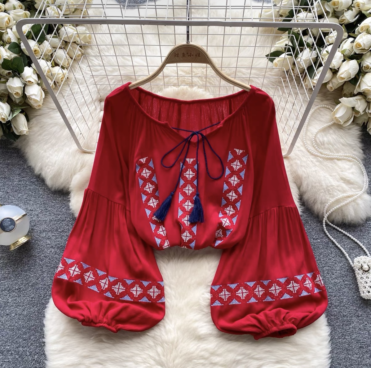 Slay all day embroidery top TZZ1507 image