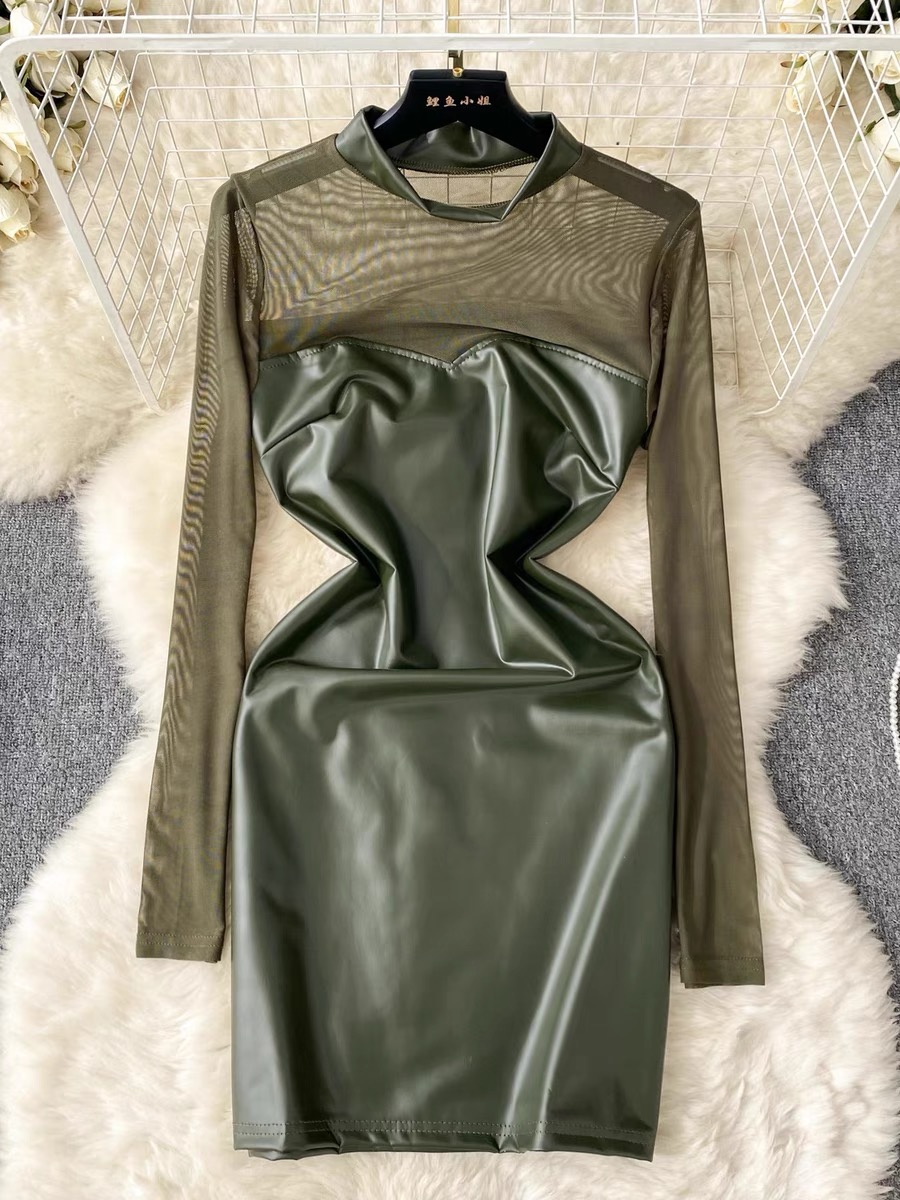 Leather meets mesh dress CBC250 image