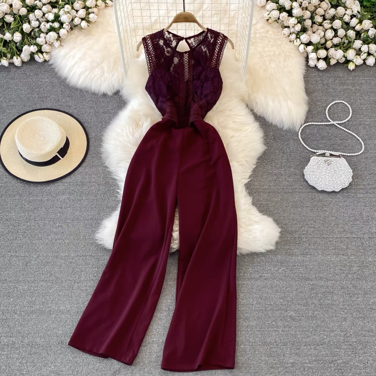 Let your laces up sleeveless jumpsuit JRZZ418 images