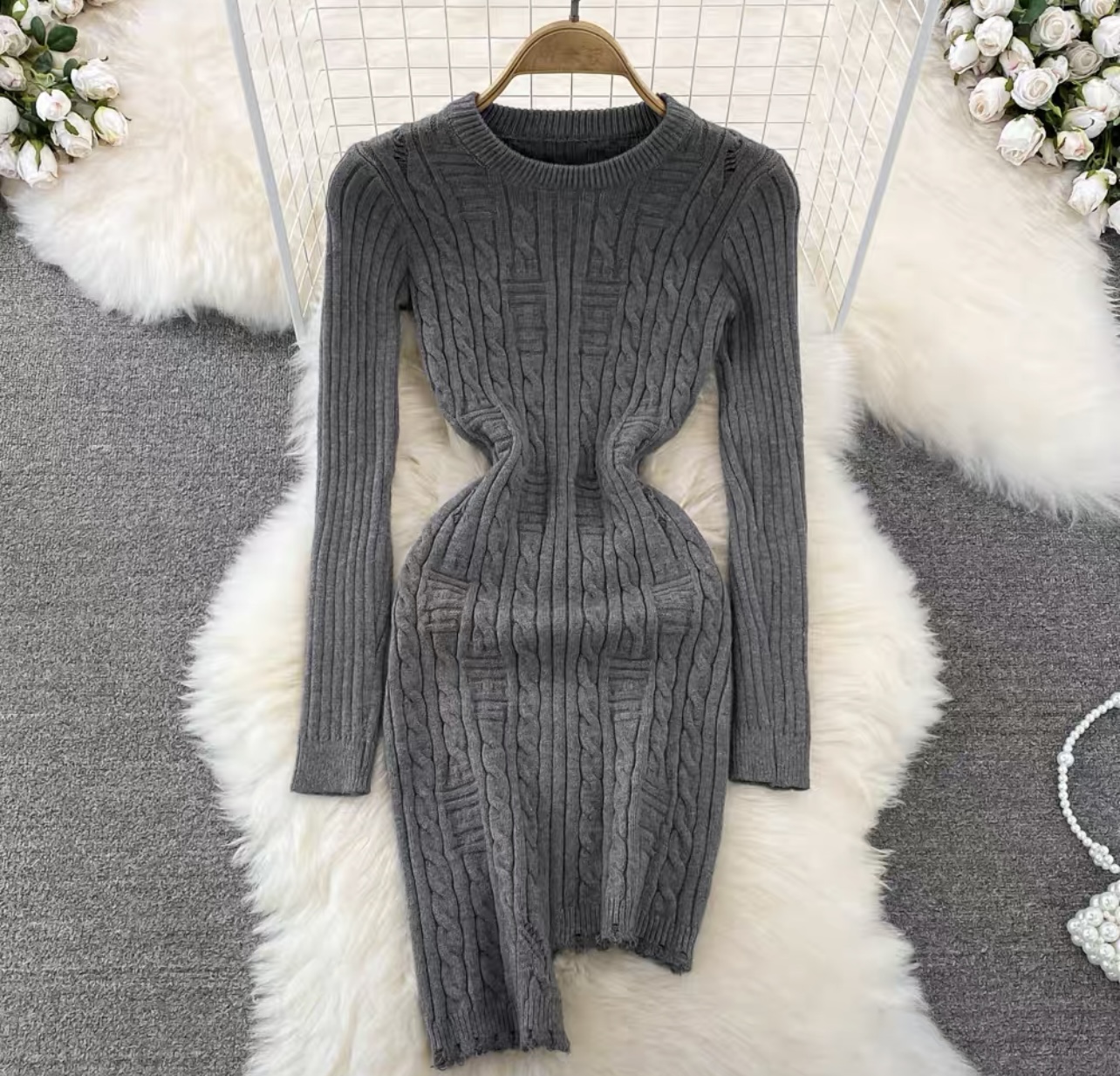 Champagne body knit gown KBC35 image