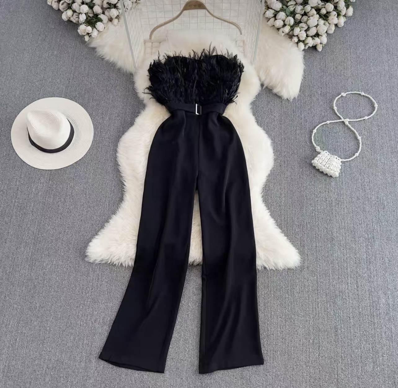 Cocktail party feathery jumpsuit JRZZ466 image