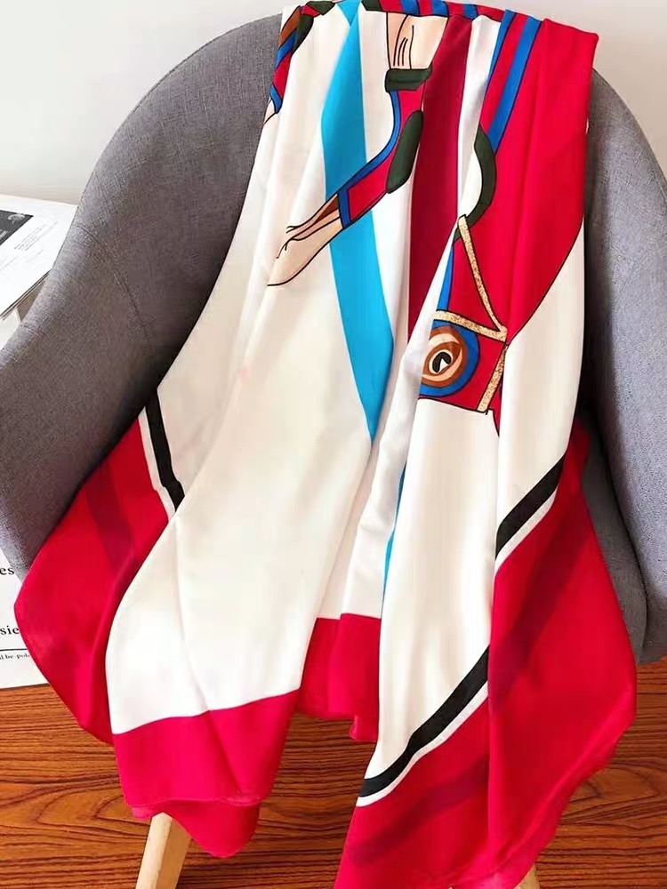 Hermes style print scarf HW117 image