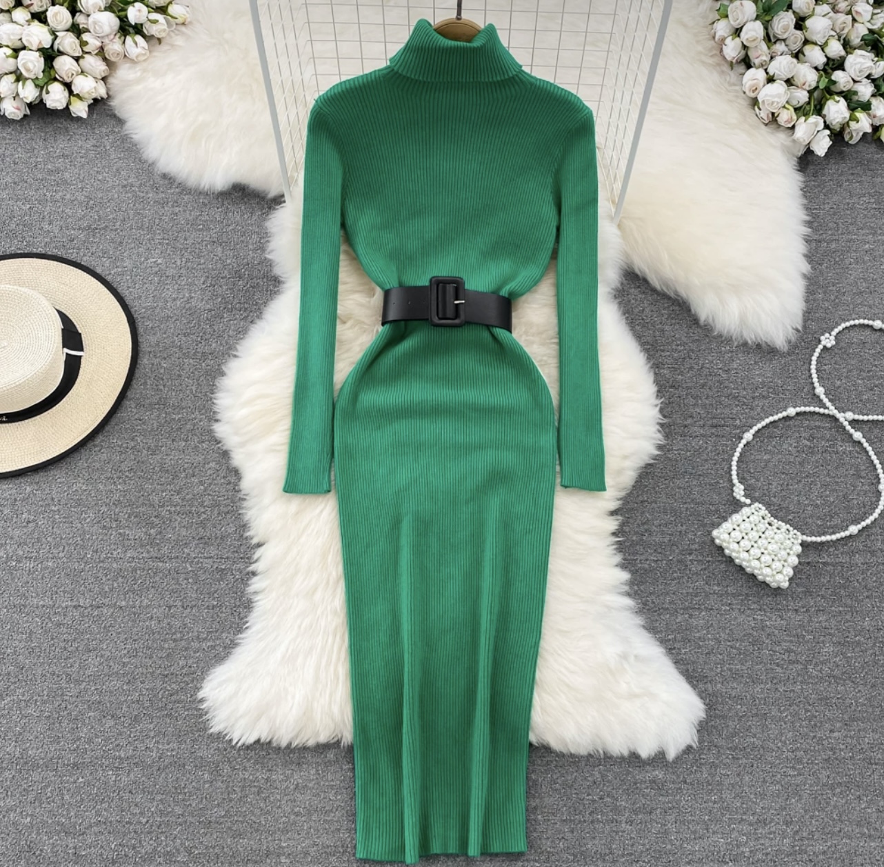 Late nights sweater gown & belt KBC29 image